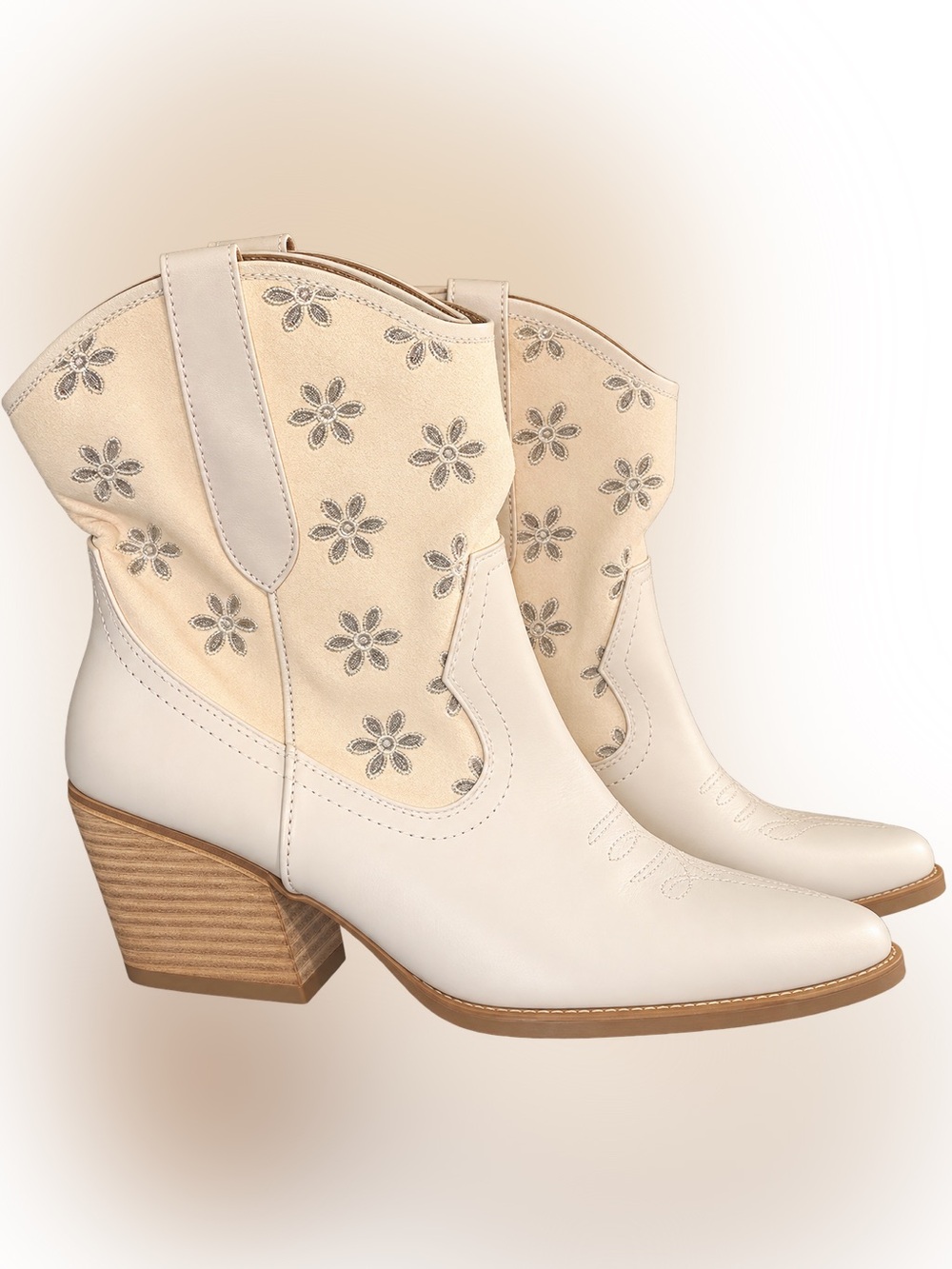 DV Dolce Vita ivory ankle heeled boots